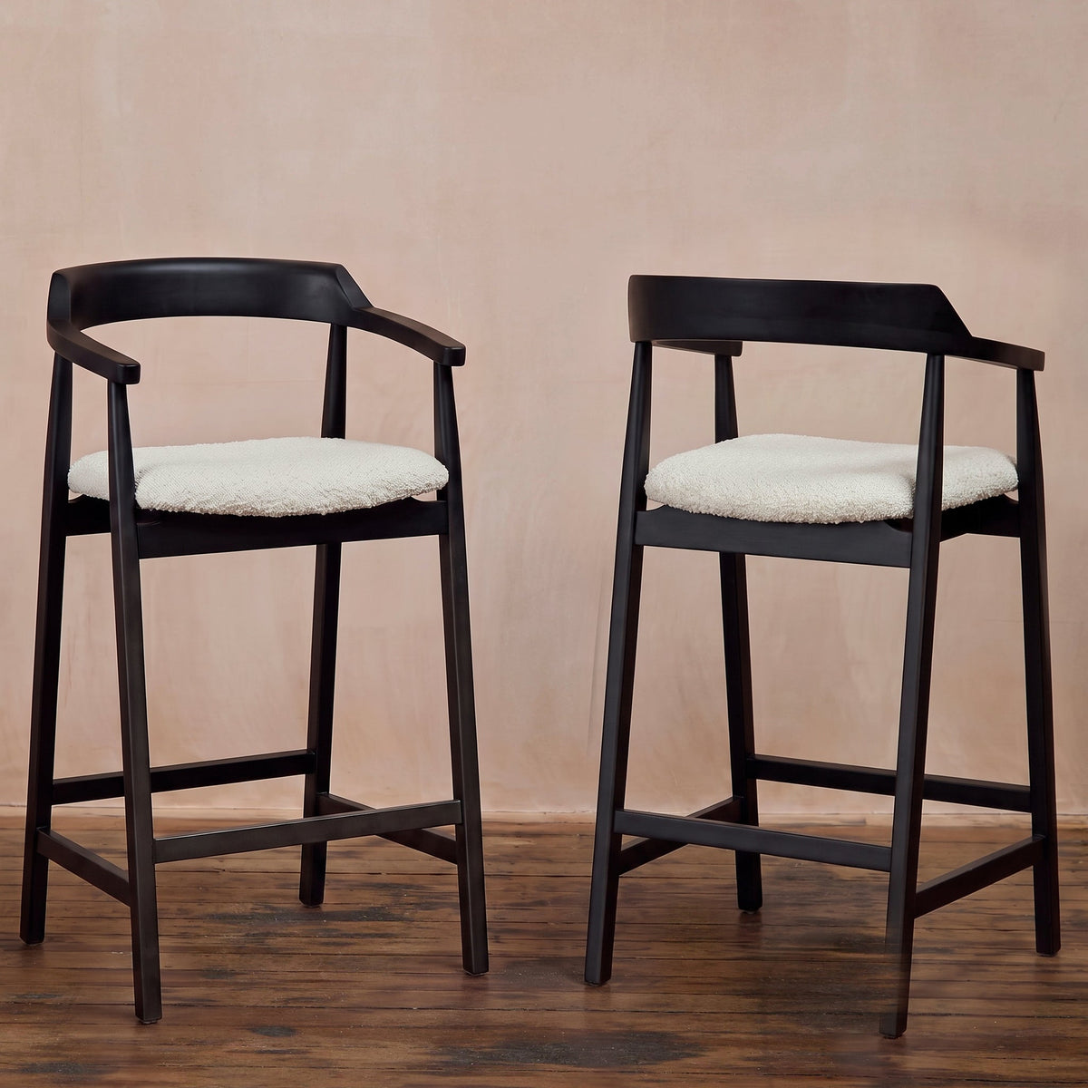 Carter Boucle Bar Stool - Black Oak Legs
