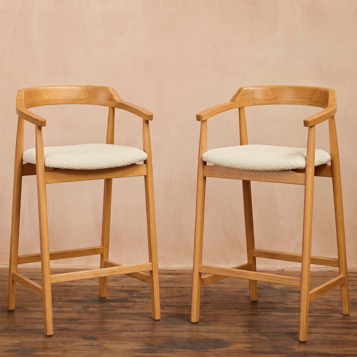 Carter Boucle Bar Stool - Pale Oak Legs