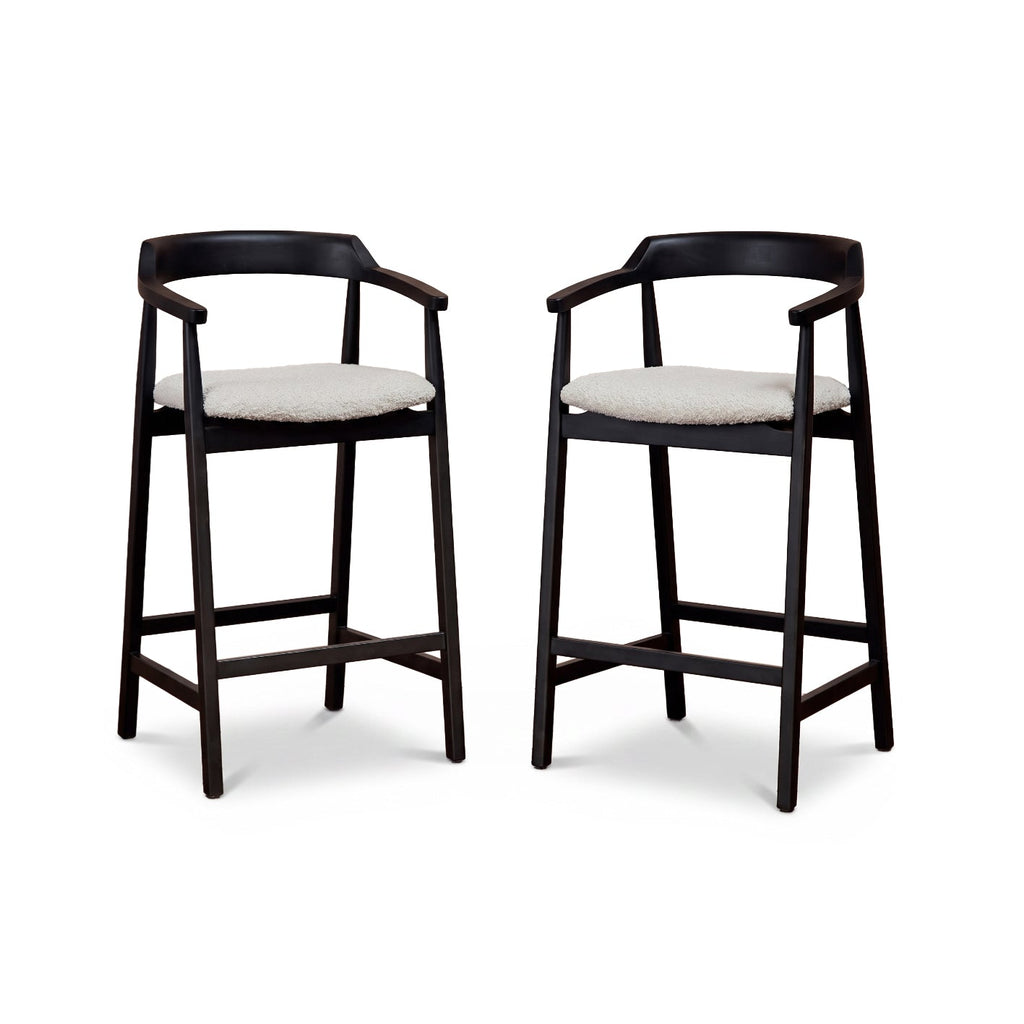 Carter Boucle Bar Stool - Black Oak Legs