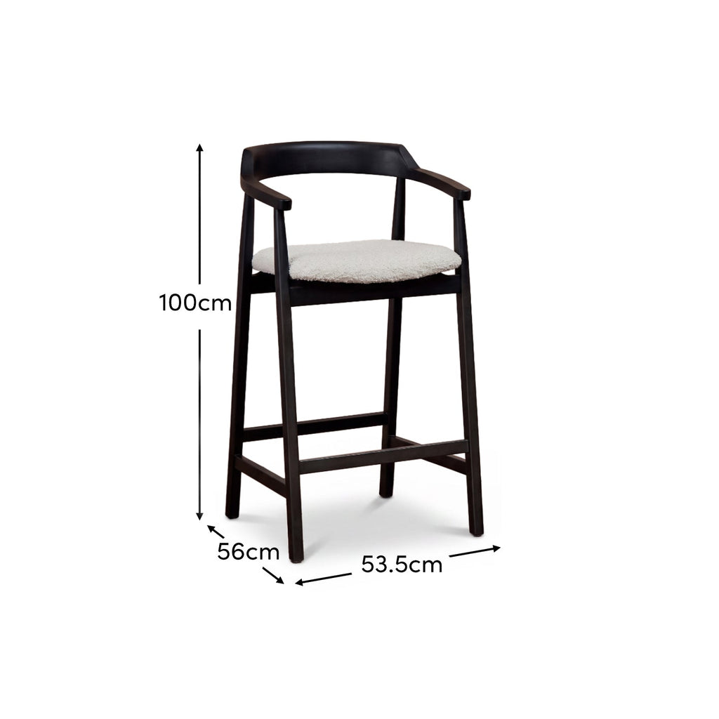 Carter Boucle Bar Stool - Black Oak Legs