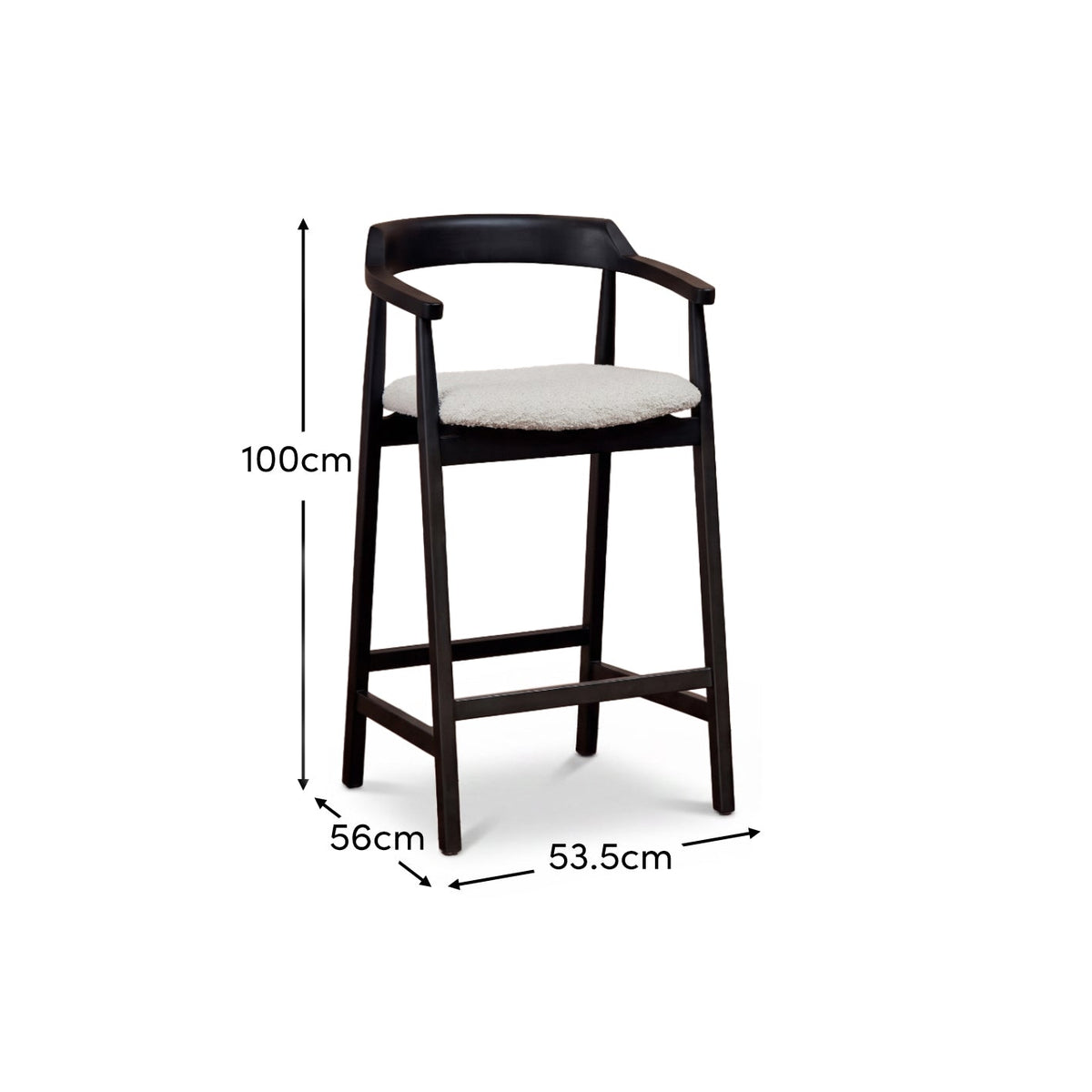 Carter Boucle Bar Stool - Black Oak Legs