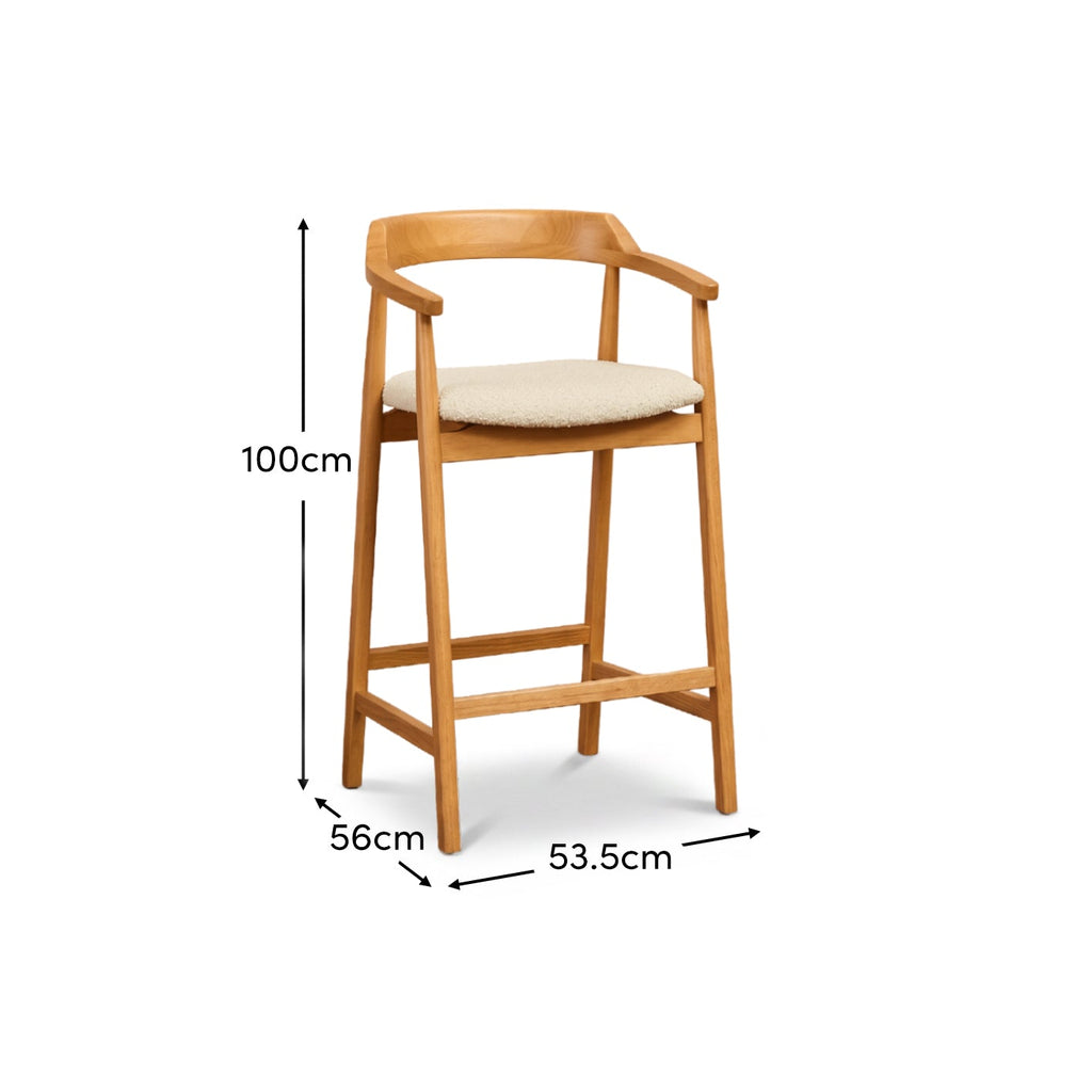 Carter Boucle Bar Stool - Pale Oak Legs