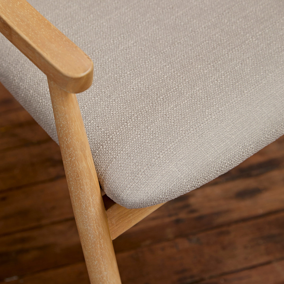 OUTLET - Carter Fawn Linen Dining Armchairs - Set of 2 - Whitewash Oak Legs