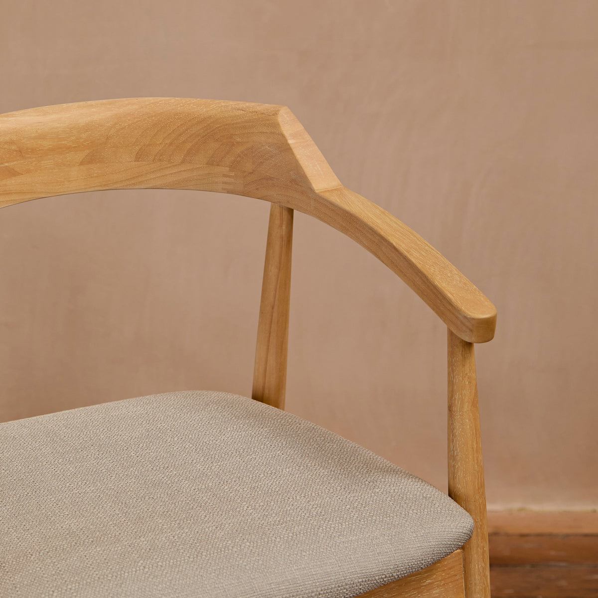 OUTLET - Carter Fawn Linen Dining Armchairs - Set of 2 - Whitewash Oak Legs