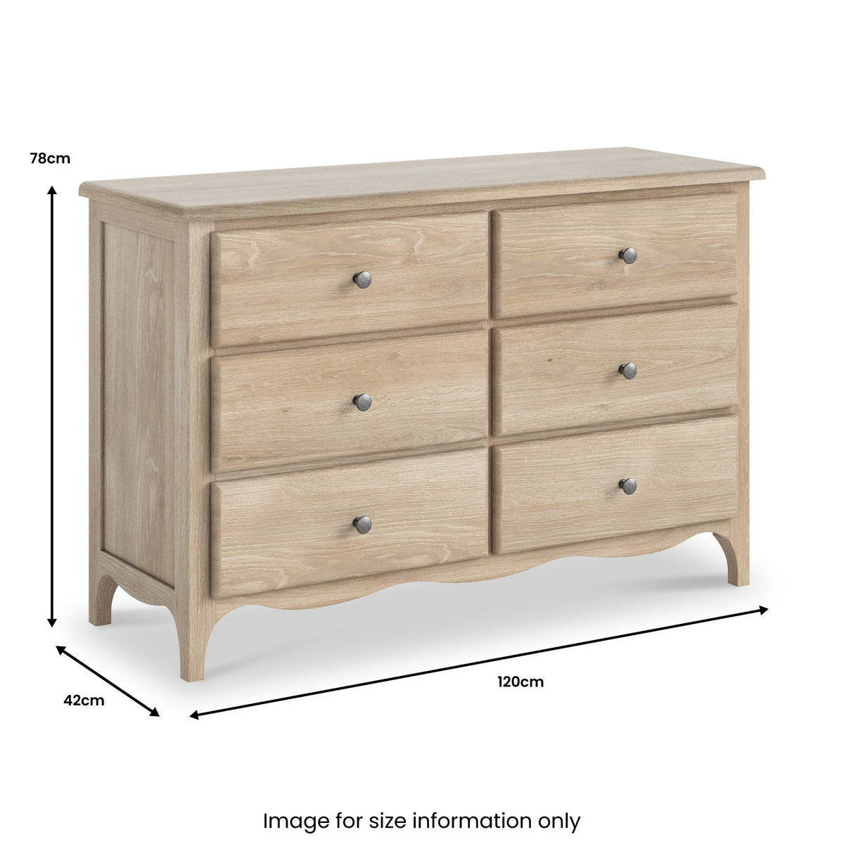 Celine Washed Oak 6 Drawer Chest