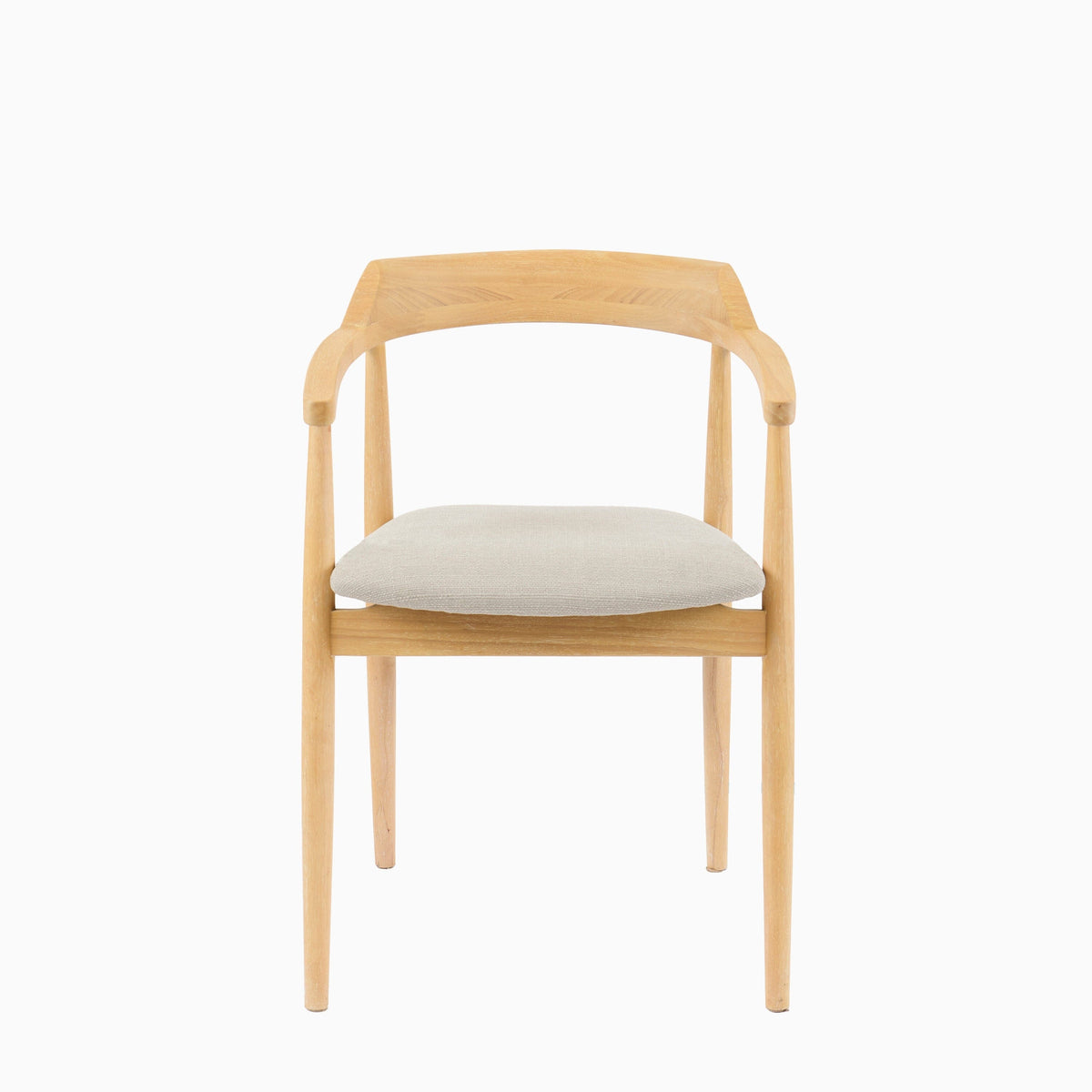 OUTLET - Carter Fawn Linen Dining Armchairs - Set of 2 - Whitewash Oak Legs