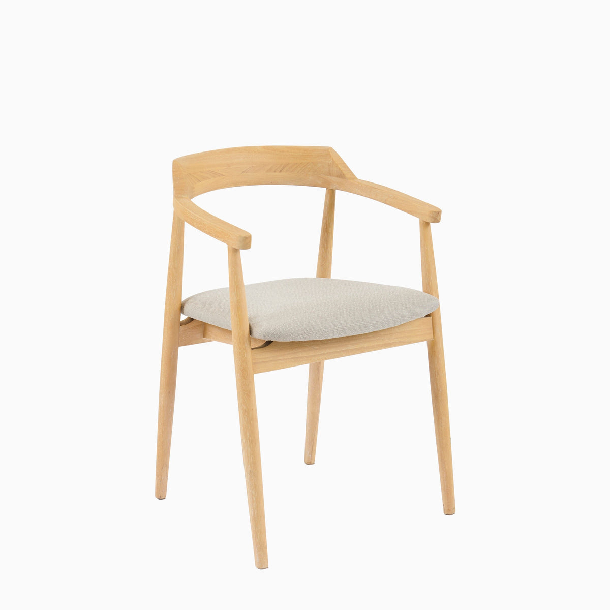 OUTLET - Carter Fawn Linen Dining Armchairs - Set of 2 - Whitewash Oak Legs