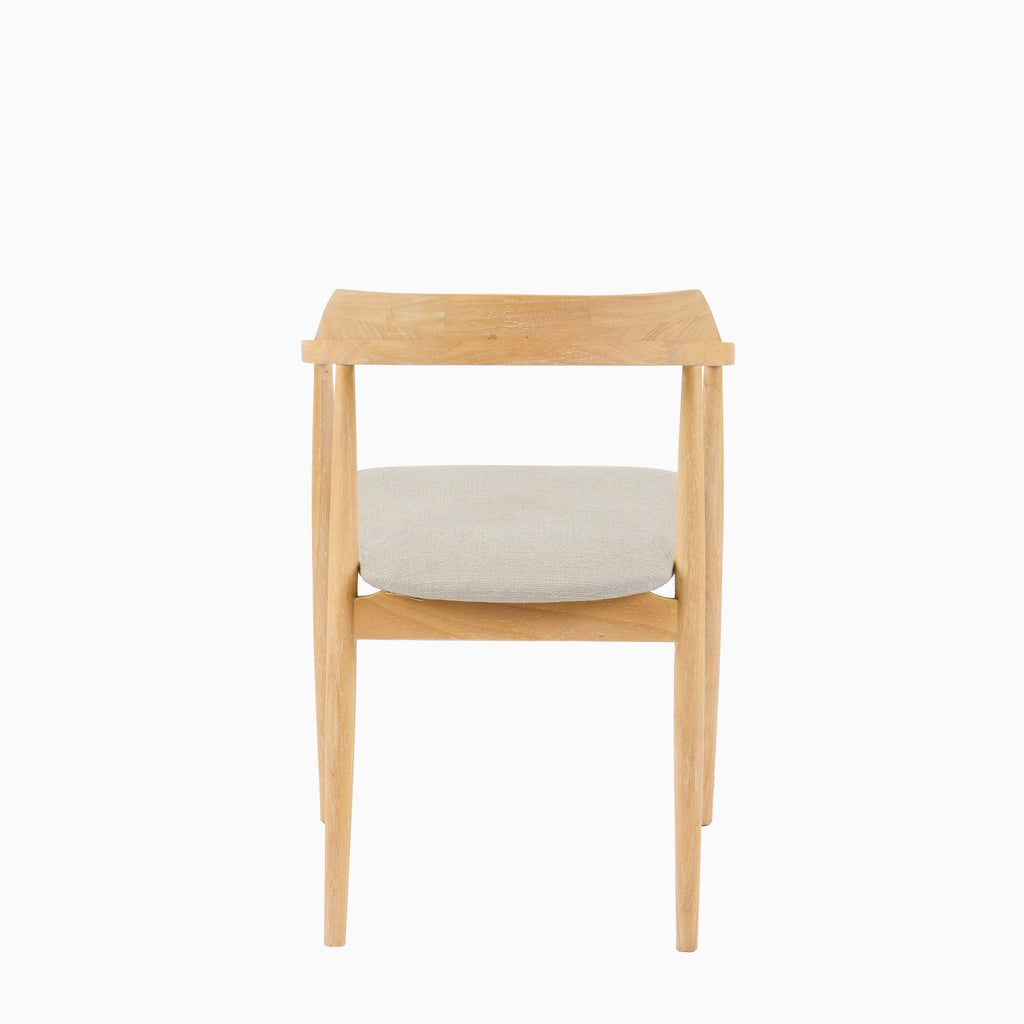 OUTLET - Carter Fawn Linen Dining Armchairs - Set of 2 - Whitewash Oak Legs