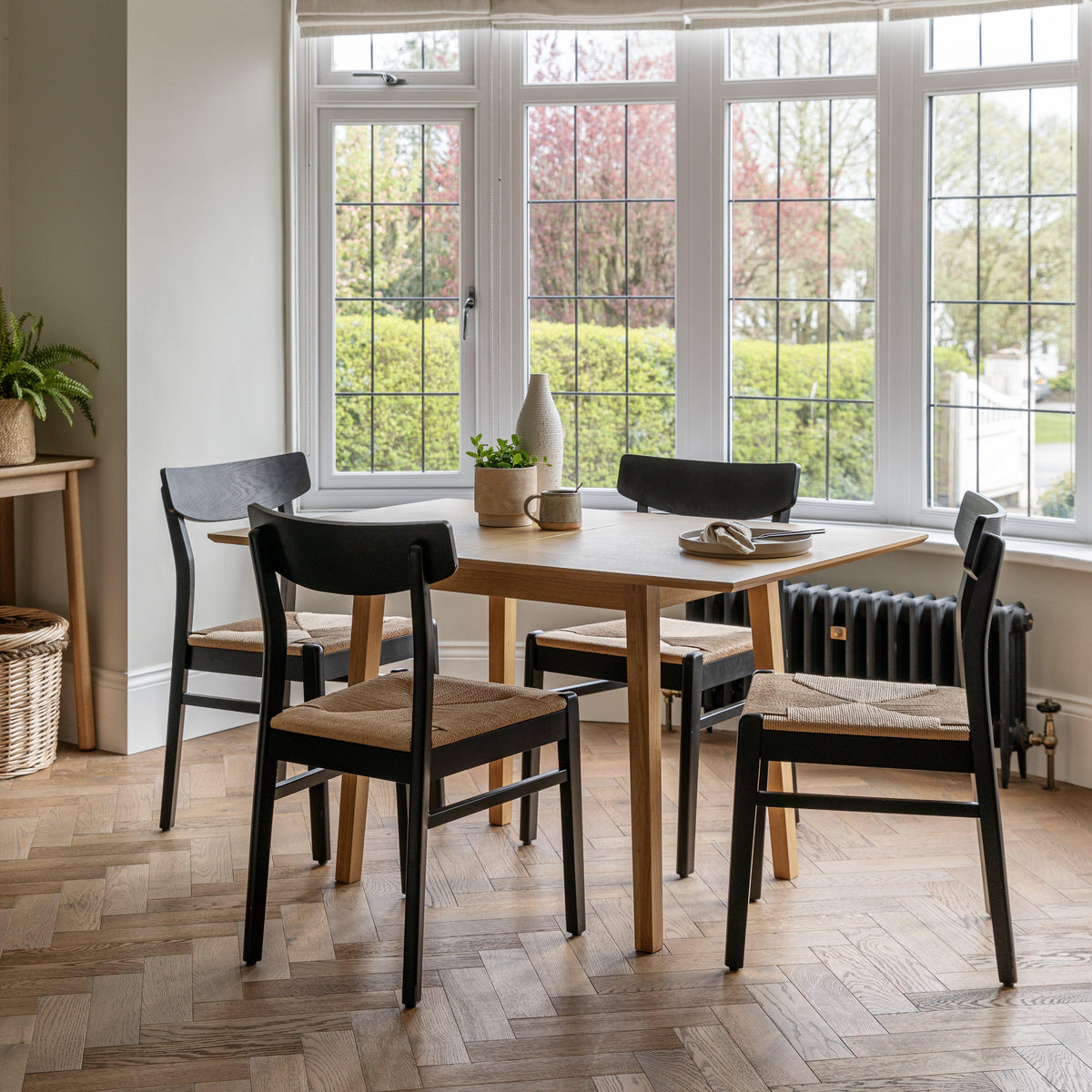 Faye Black Wooden Woven Chairs - Set of 2