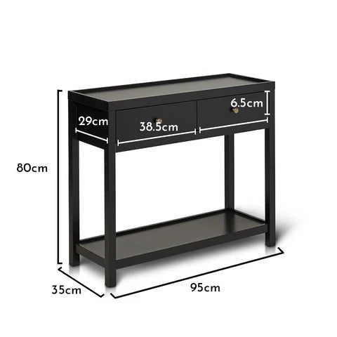 OUTLET - Charlie Black 2 Drawer Console Table