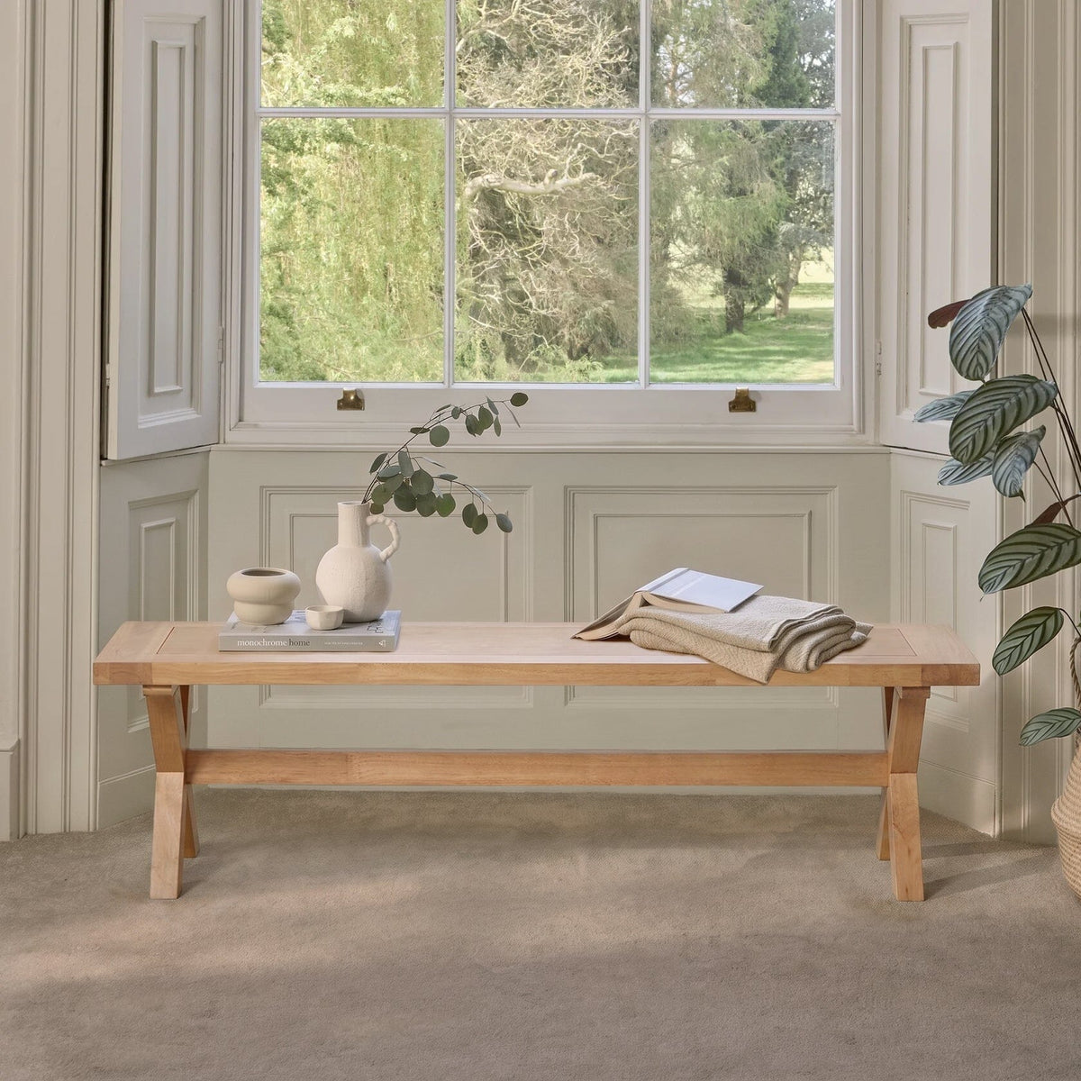 Charlotte 3 Seater Dining Bench - Pale Oak