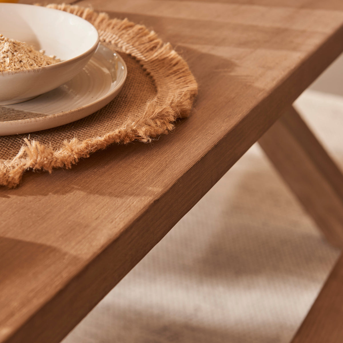 Charlotte 190cm Dining Table with 2 150cm Dining Benches - Brushed Acacia