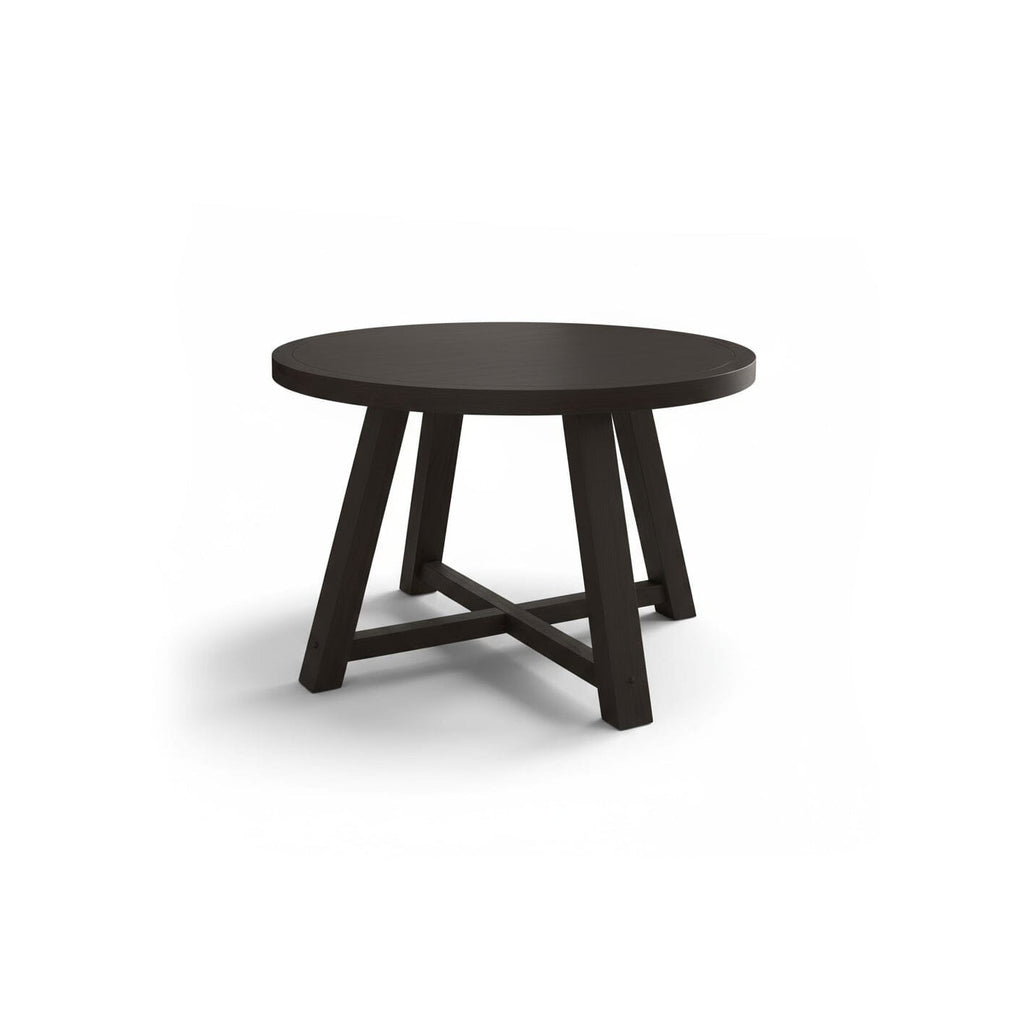 Charlotte Black Oak Round Dining Table Set - 4 Seater - Freya Sand Dining Chairs - Black Oak Legs