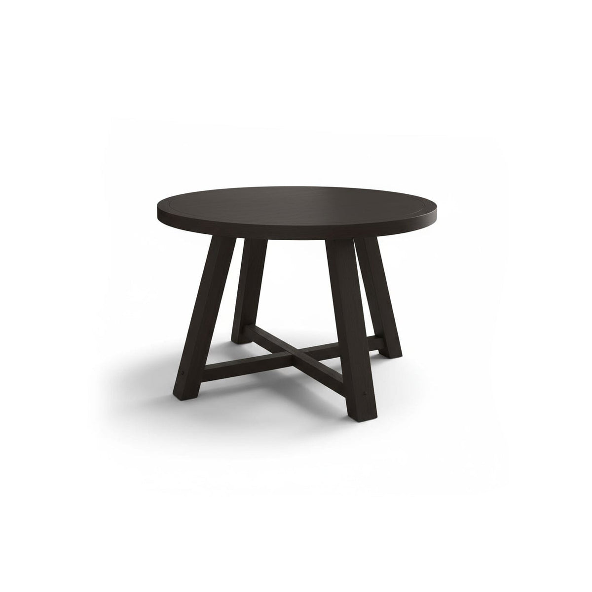 Charlotte Black Oak Round Dining Table Set - 4 Seater - Freya Sand Dining Chairs - Black Oak Legs