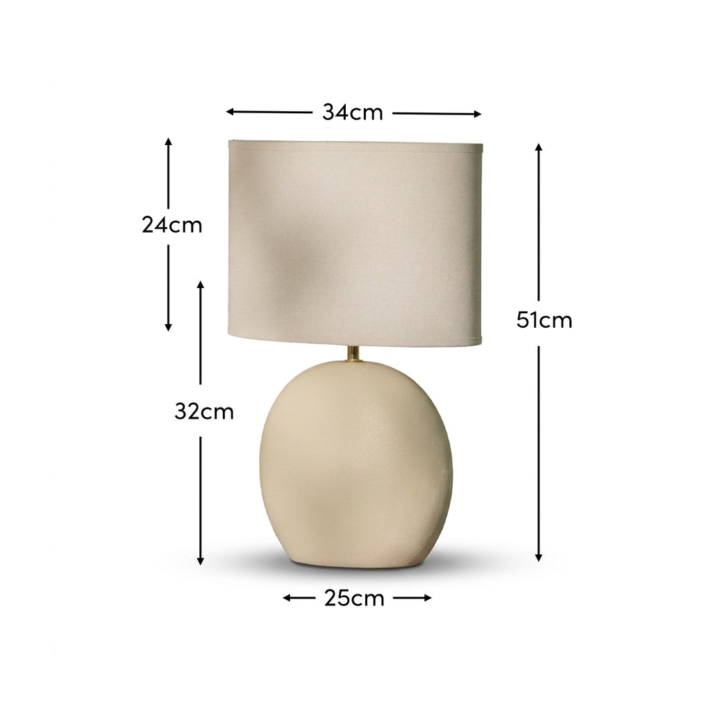 Chesil Off White 51cm Table Lamp with Alabaster White Linen Shade