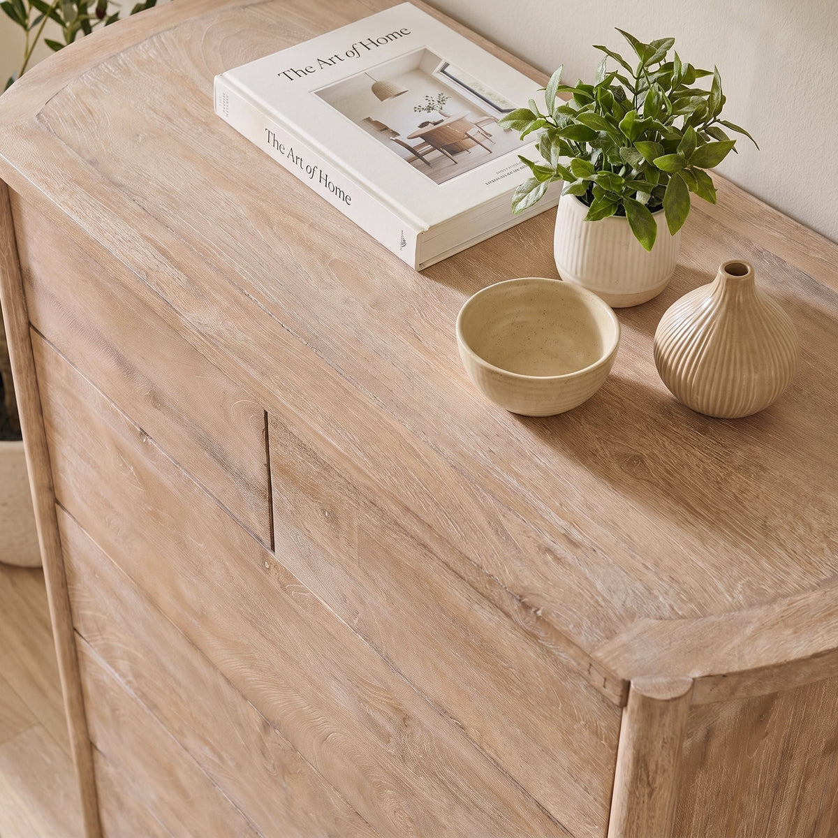 Viola 7 Drawer Tall Boy - Travertine Effect & Chalked Mango Wood