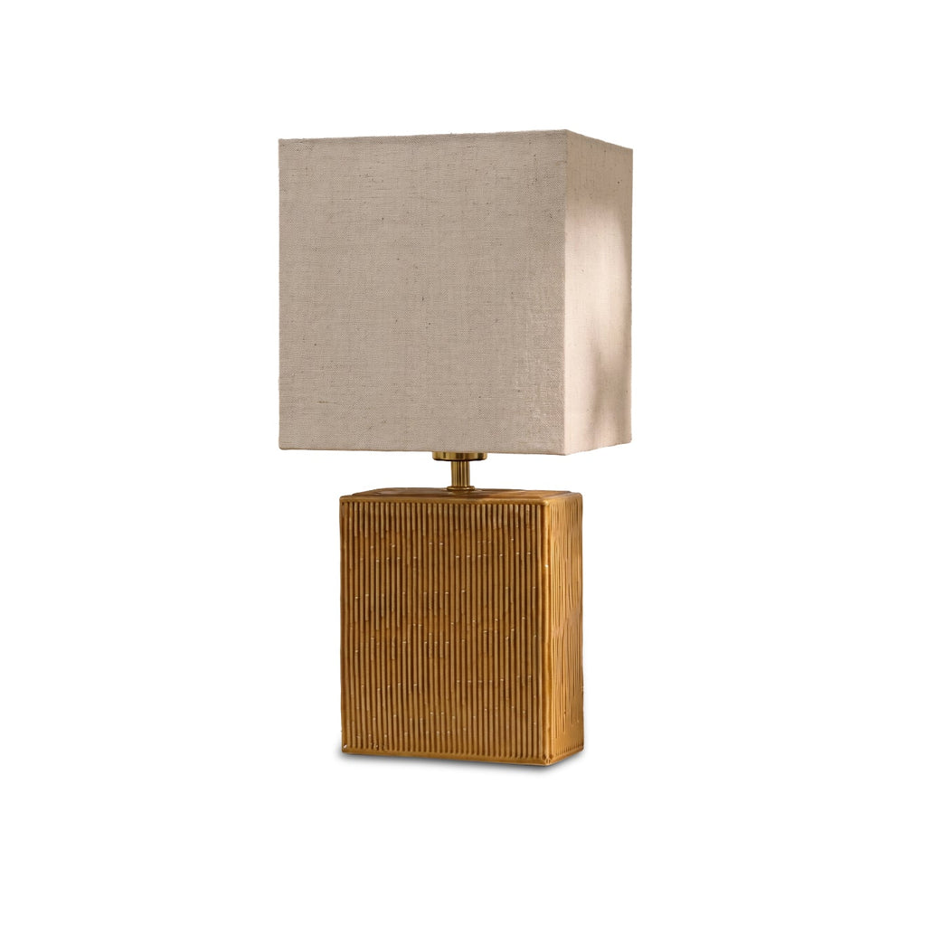 Coates 45cm Table Lamp - Saffron Yellow with Alabaster White Linen Shade
