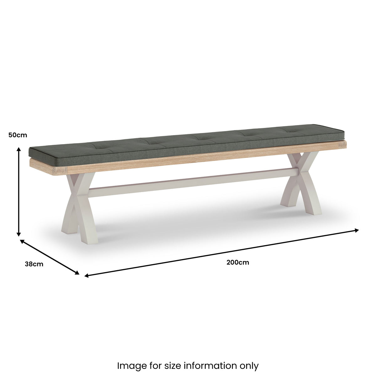 Penzance Stone Grey Cross Leg Bench