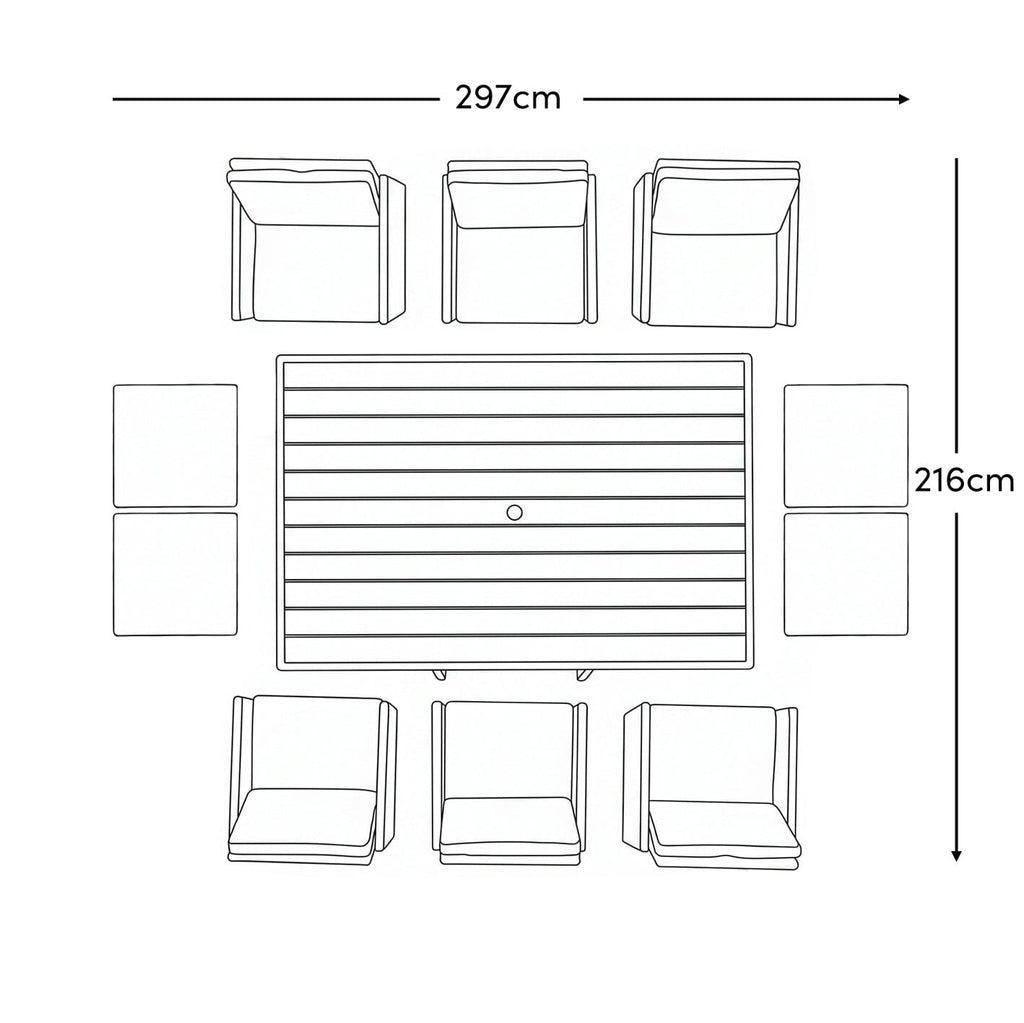 10 Seater Rattan Cube Outdoor Dining Set - Black Weave