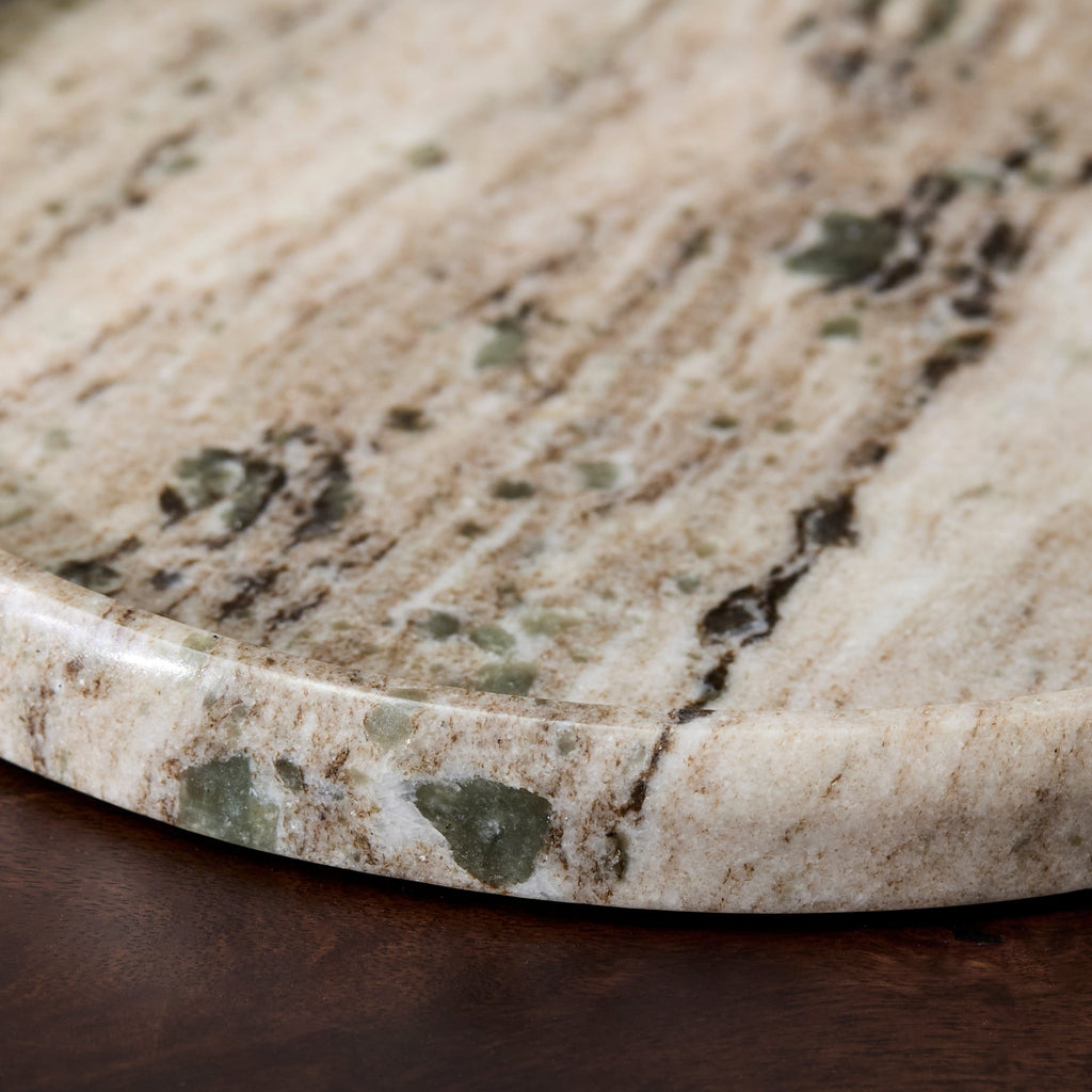 Tiree 26cm Round Tray - Beige Marble