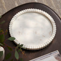 Tiree 30cm Round Tray - White Marble