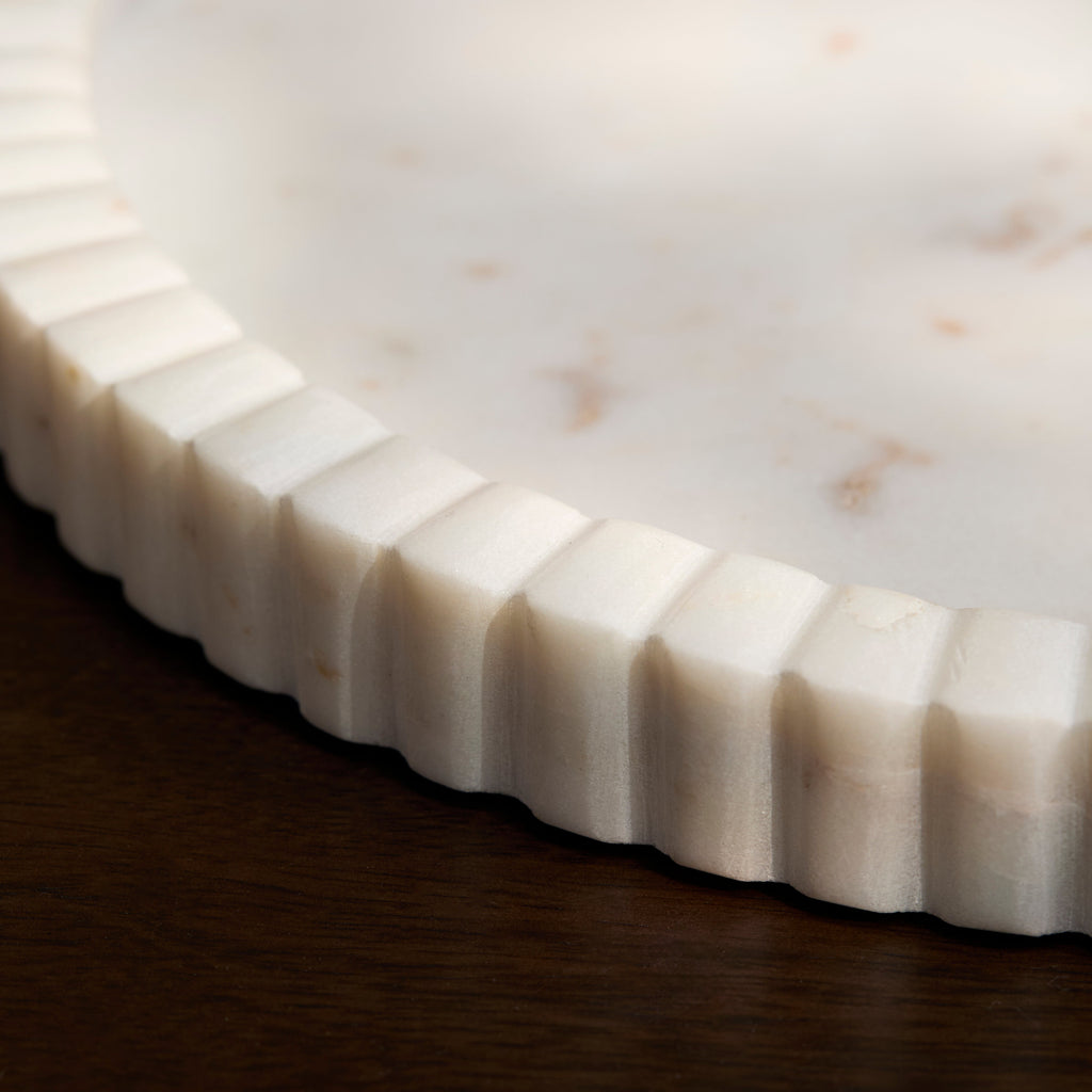 Tiree 30cm Round Tray - White Marble