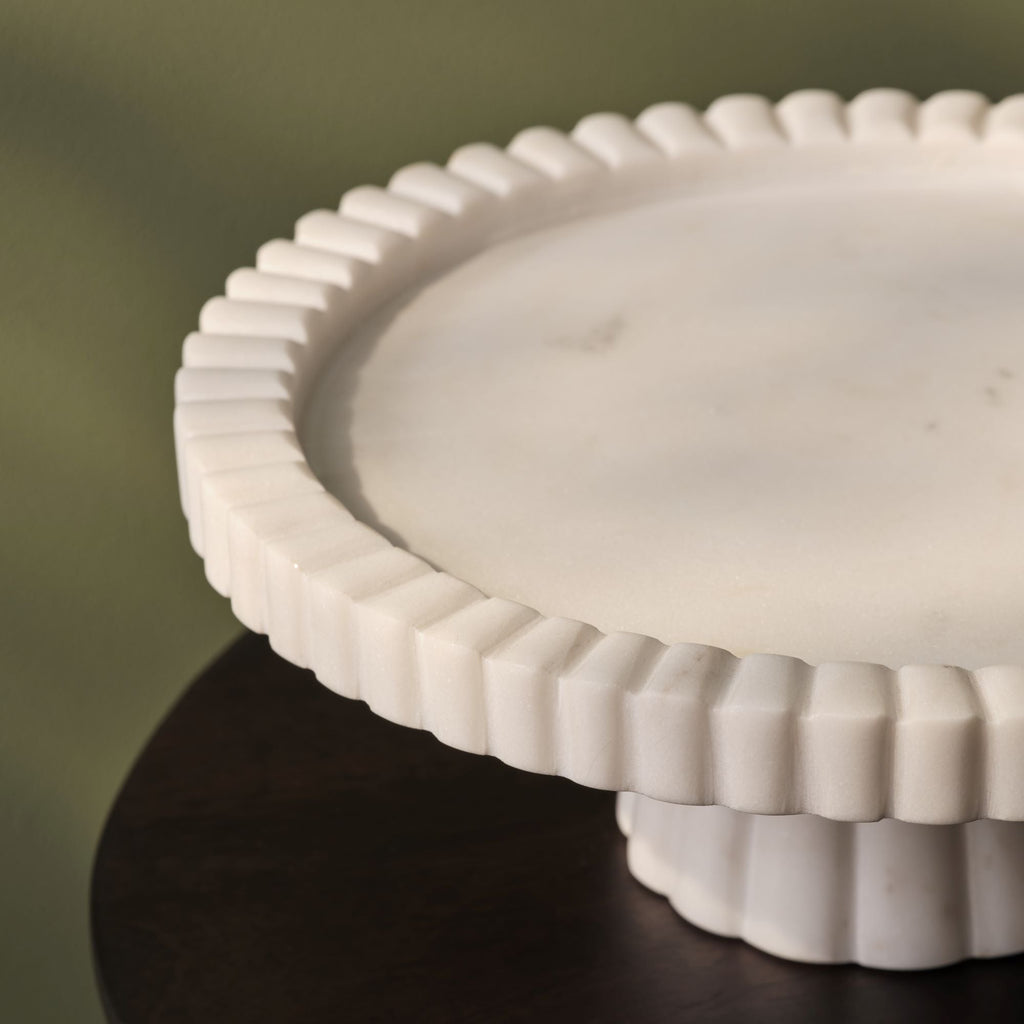 Tiree 25cm Round Cake Stand - White Marble
