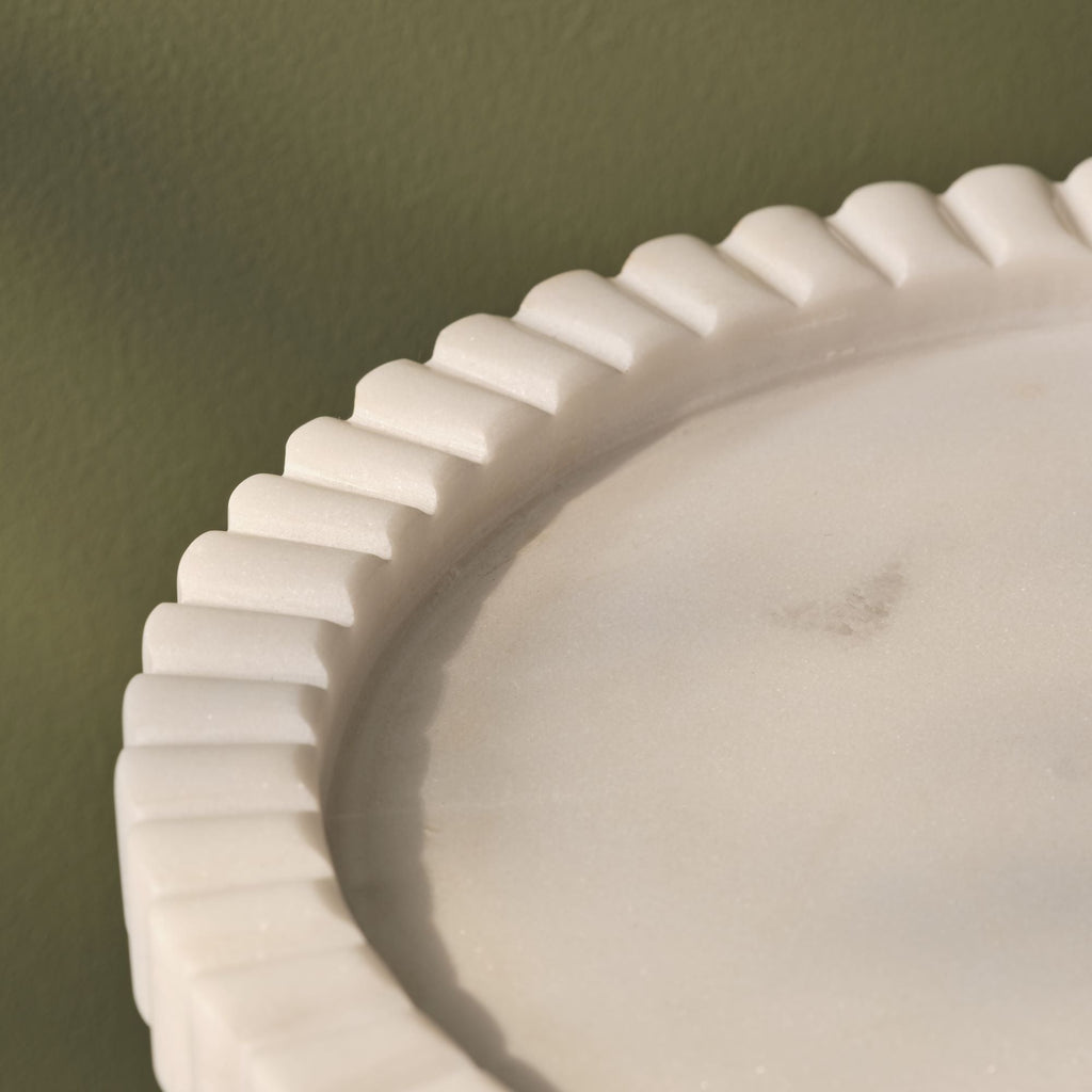 Tiree 25cm Round Cake Stand - White Marble