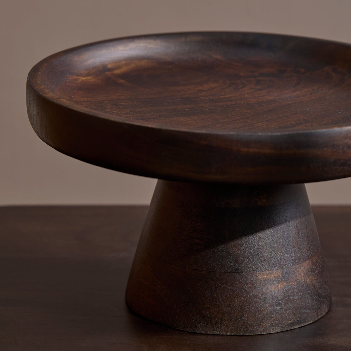 Alder 30cm Wooden Cake Stand - Coffee Brown Mango Wood