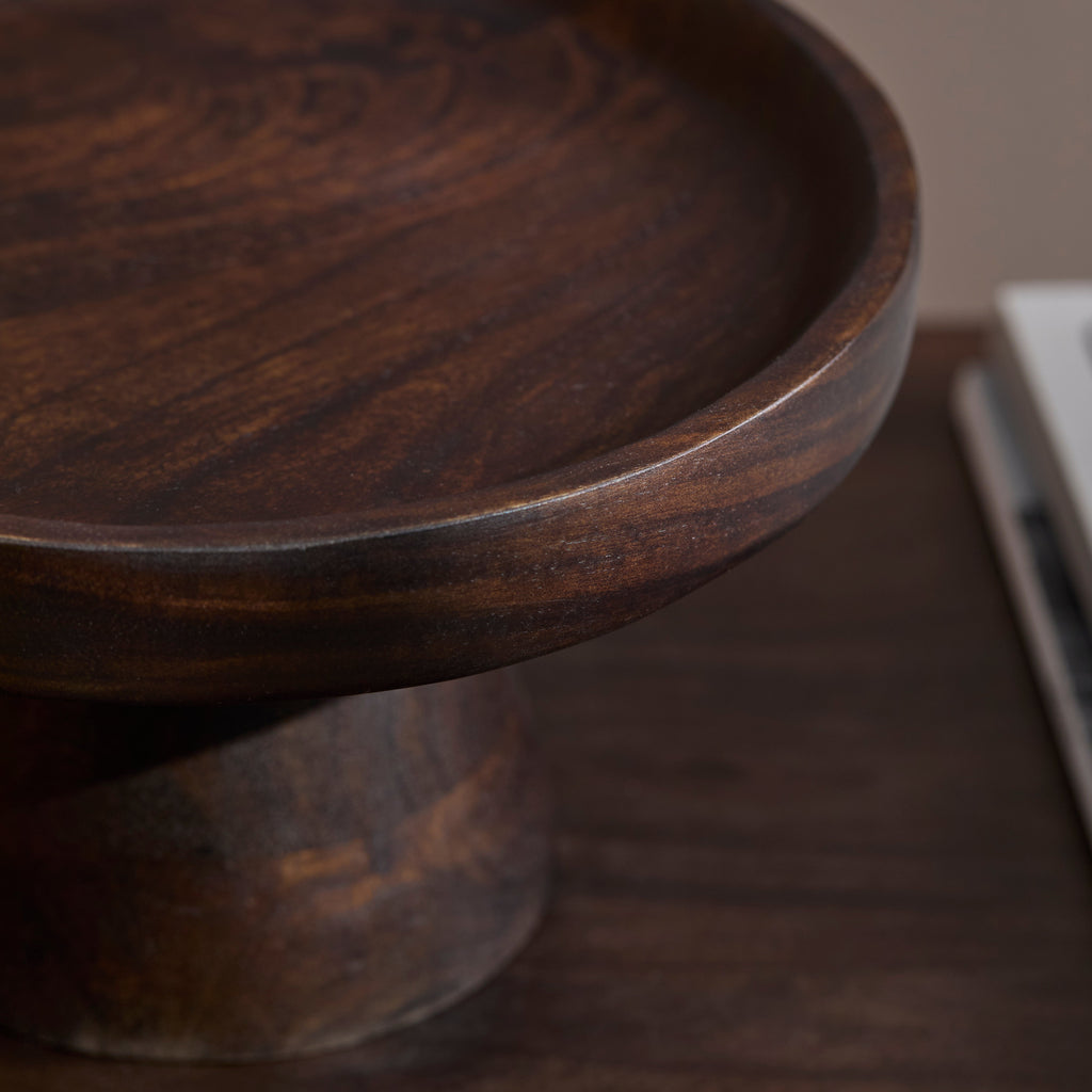 Alder 30cm Wooden Cake Stand - Coffee Brown Mango Wood