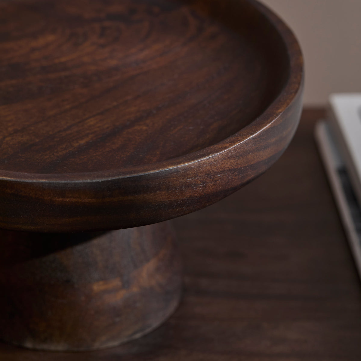 Alder 30cm Wooden Cake Stand - Coffee Brown Mango Wood
