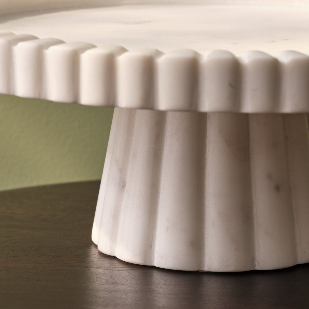 Tiree 25cm Round Cake Stand - White Marble