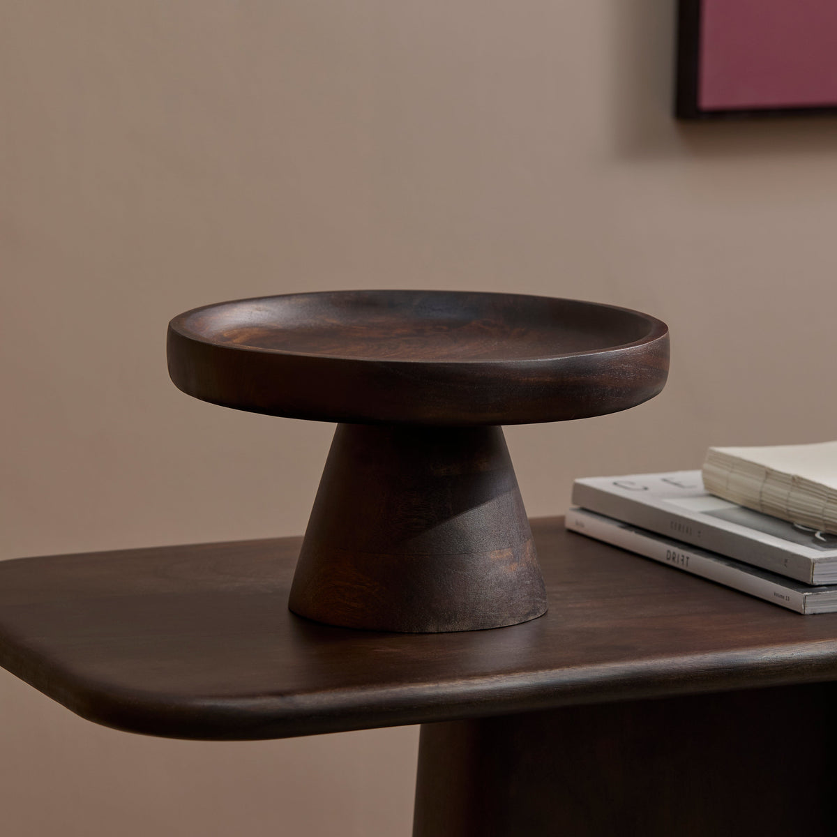 Alder 30cm Wooden Cake Stand - Coffee Brown Mango Wood