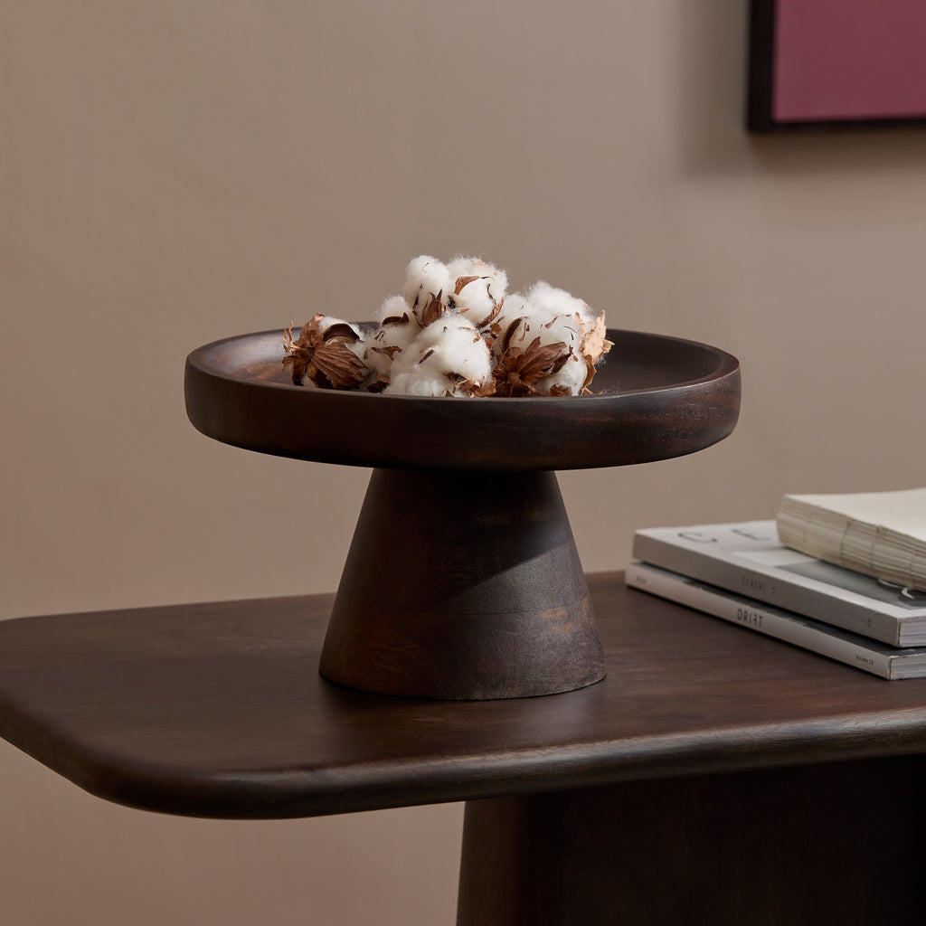 Alder 30cm Wooden Cake Stand - Coffee Brown Mango Wood