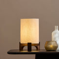 Konduru 30cm Table Lamp - Natural Fabric and Darkened Mango Wood