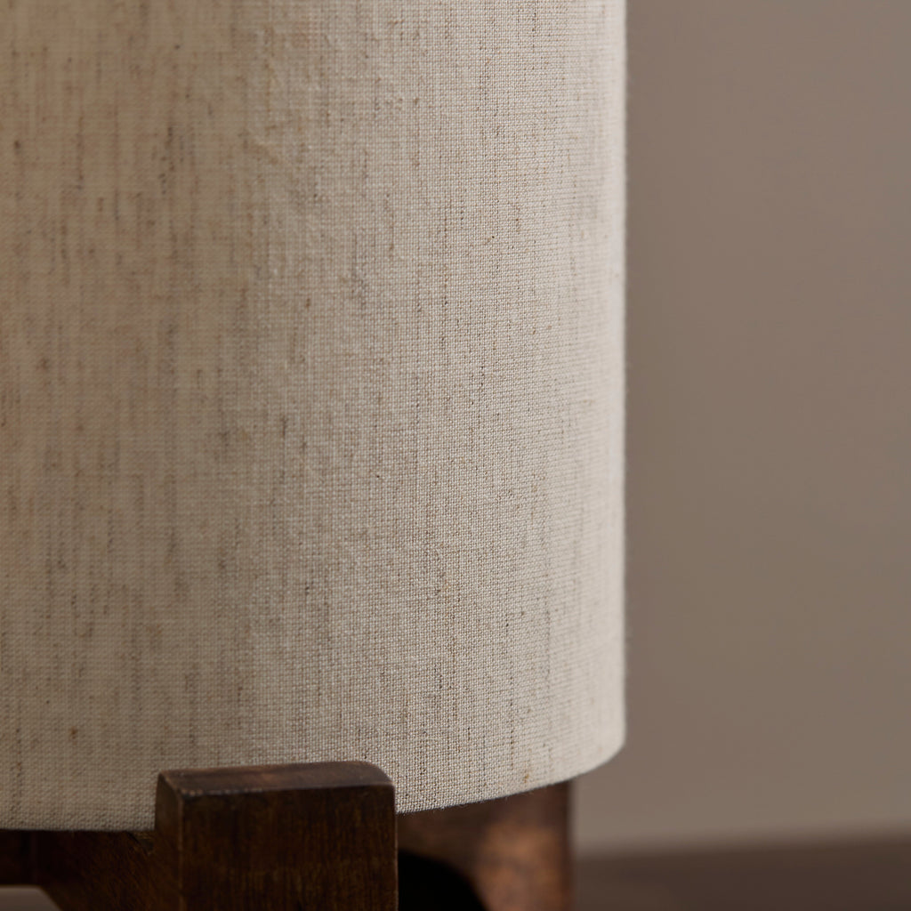 Konduru 30cm Table Lamp - Natural Fabric and Darkened Mango Wood
