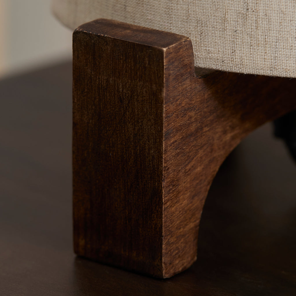 Konduru 30cm Table Lamp - Natural Fabric and Darkened Mango Wood