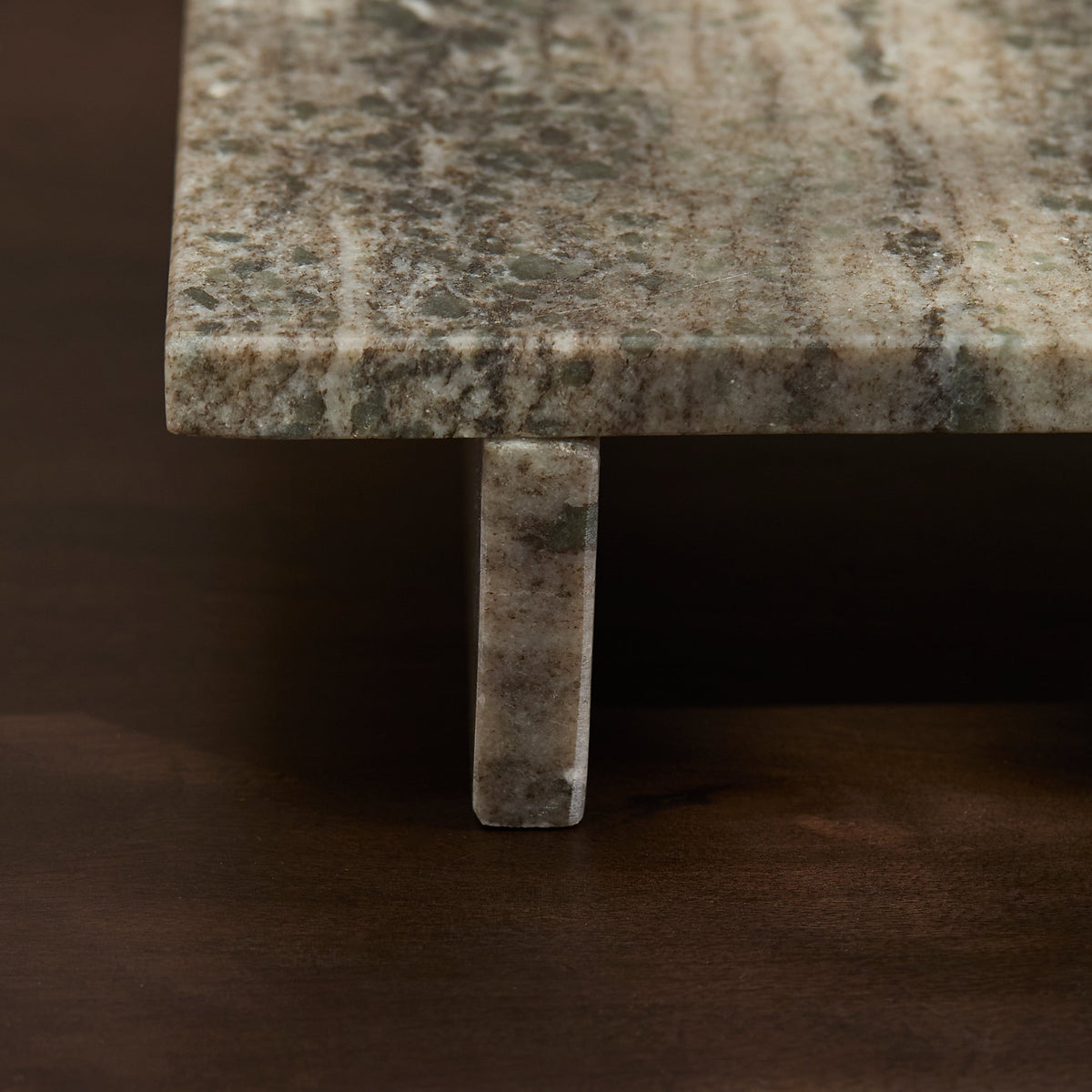 Tiree 30cm Rectangular Footed Tray - Beige Marble