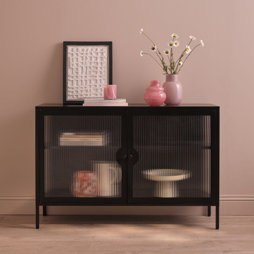 Indiana Black Metal 2 Door Sideboard - 120cm