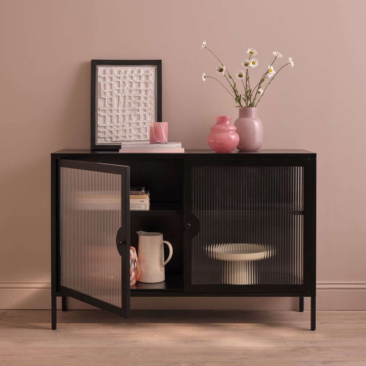 Indiana Black Metal 2 Door Sideboard - 120cm