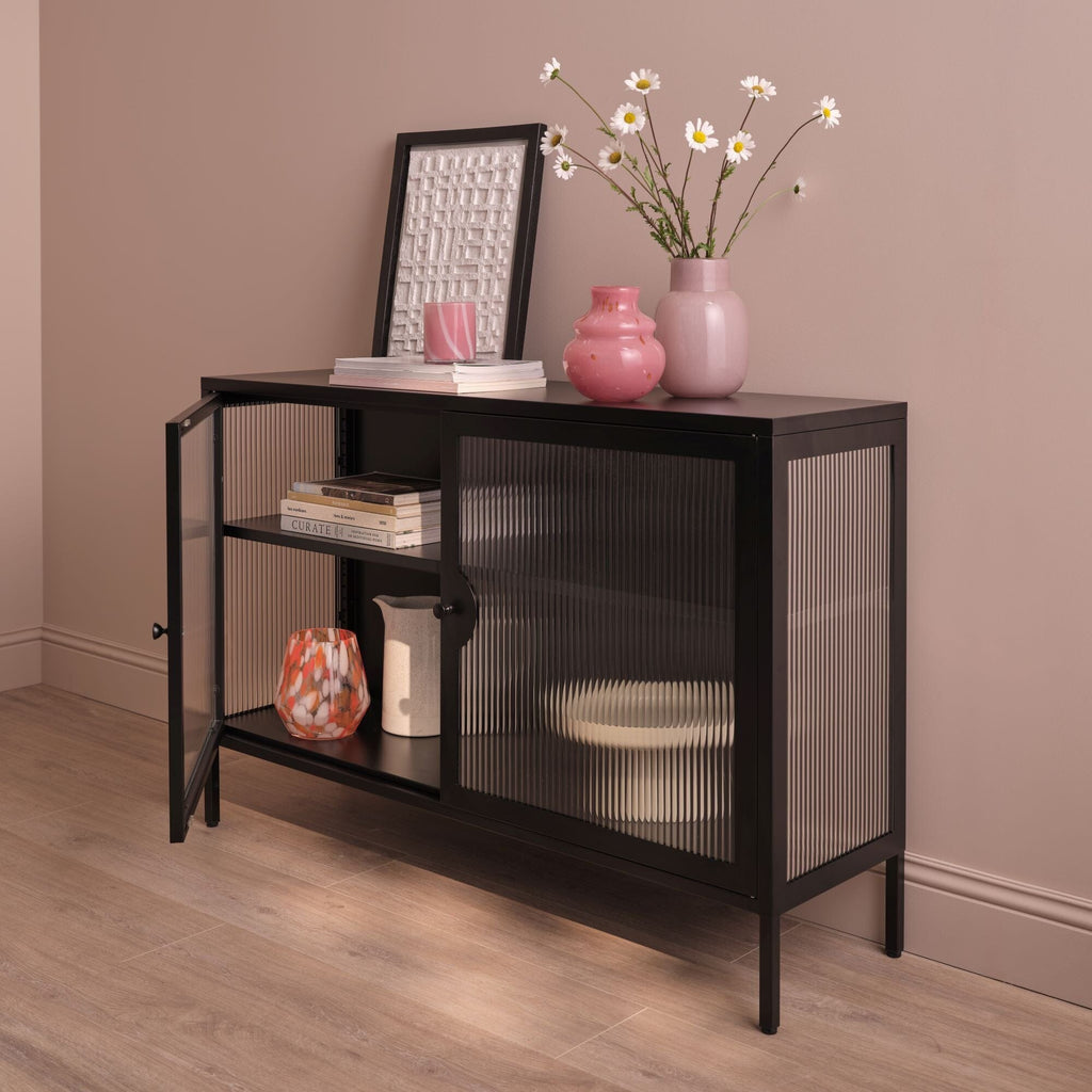Indiana Black Metal 2 Door Sideboard - 120cm