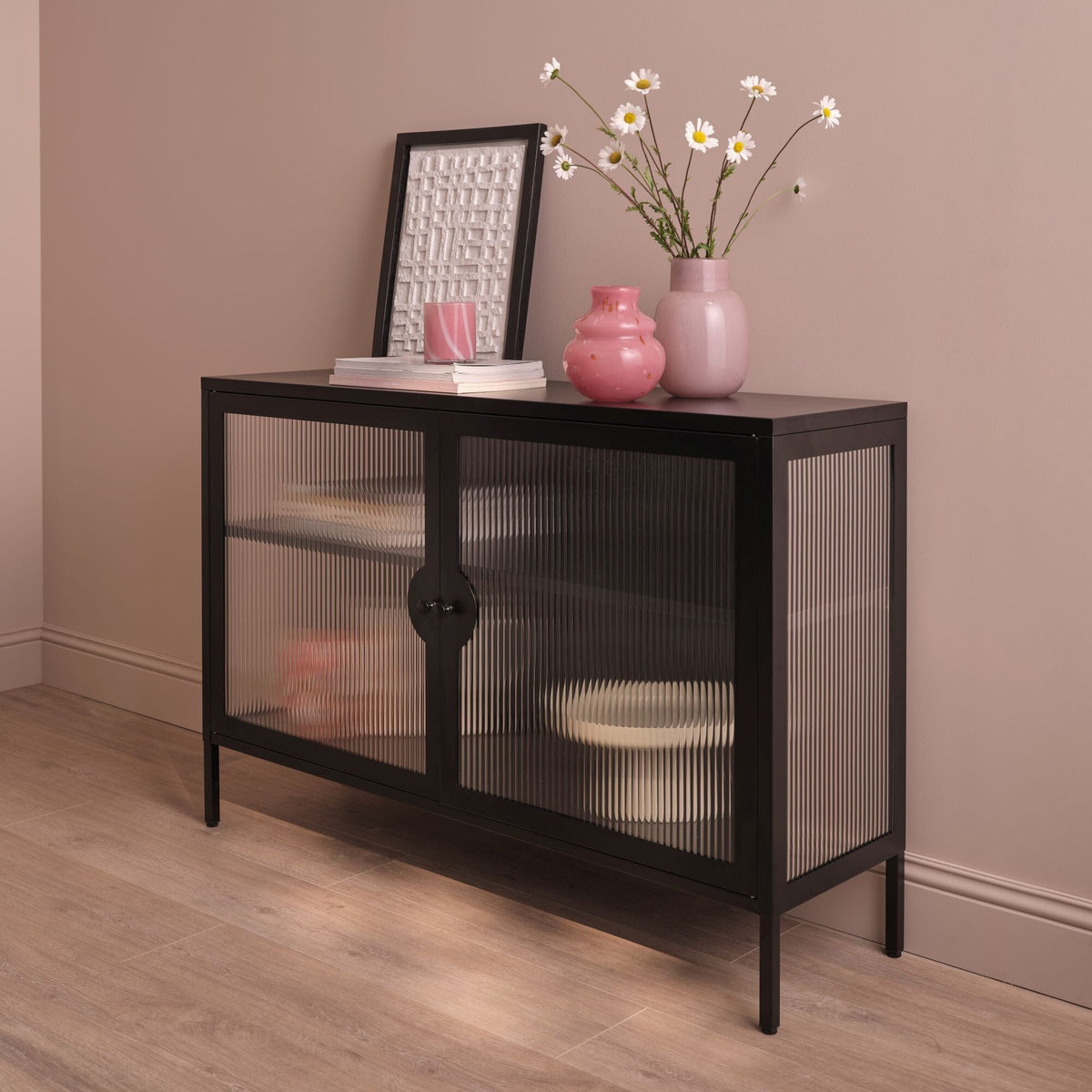 Indiana Black Metal 2 Door Sideboard - 120cm