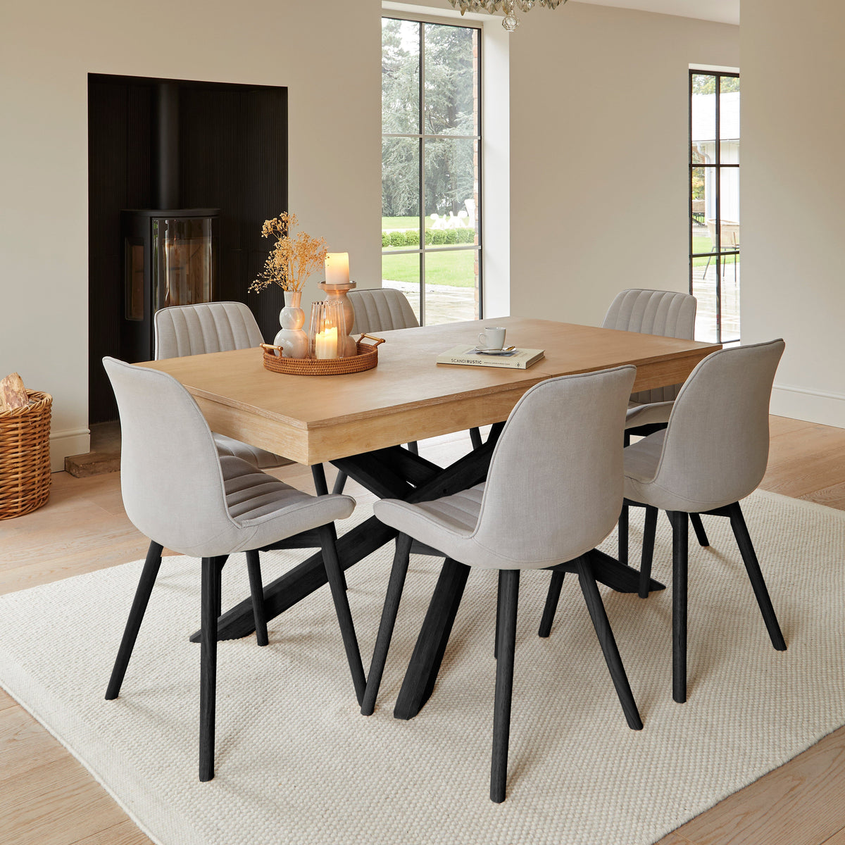 Bella Cloud Grey Dining Chairs - Set Of 2 - Black Oak Legs