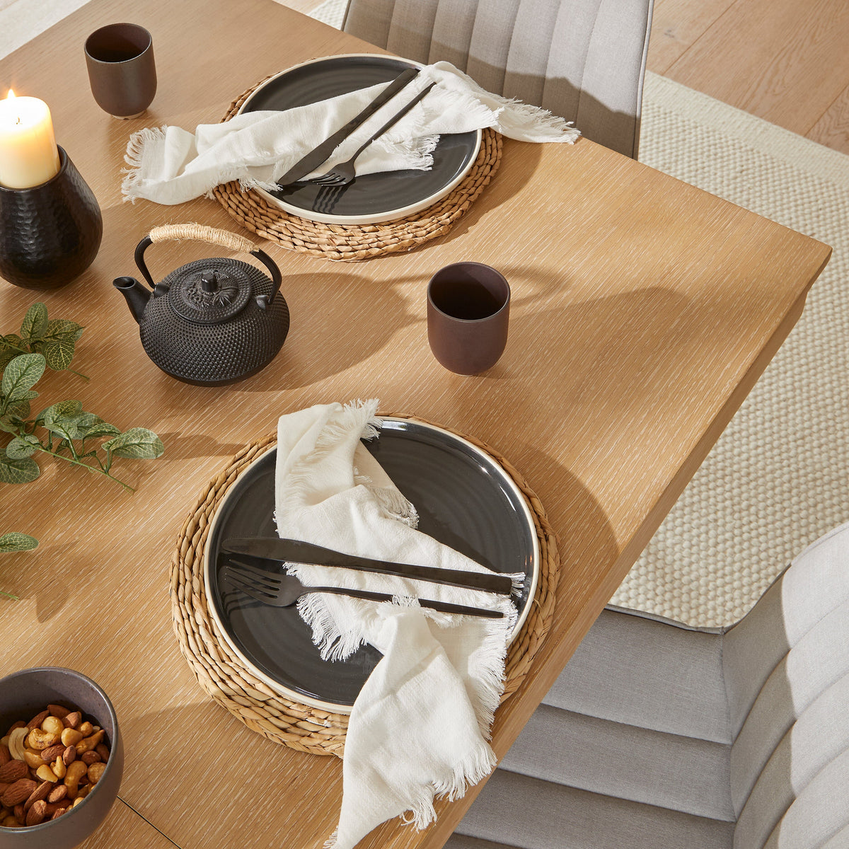 Amelia Whitewash Extending Dining Table Set - 6 Seater - Bella Cloud Grey Dining Chairs - Whitewash Legs