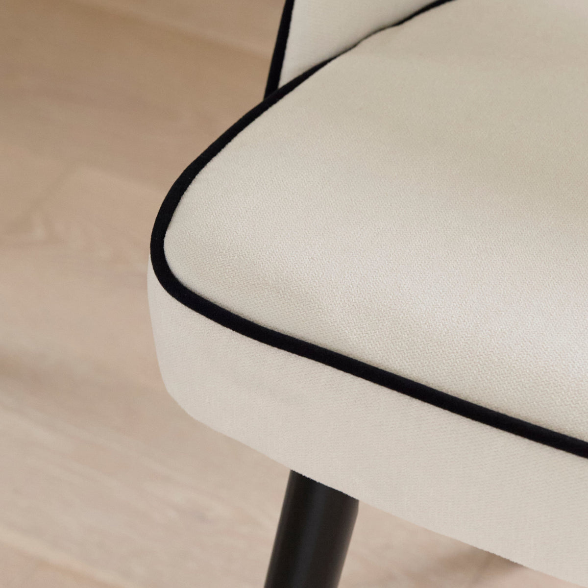 Marilyn Ivory Dining Chairs - Set of 2 - Black Oak Legs