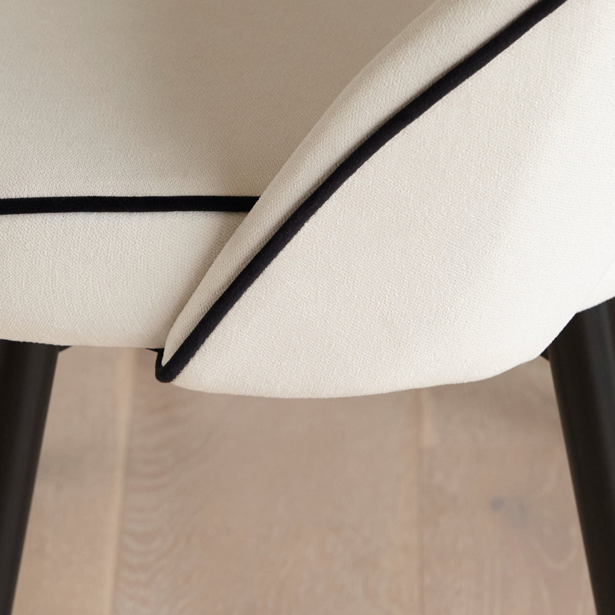 Marilyn Ivory Dining Chairs - Set of 2 - Black Oak Legs