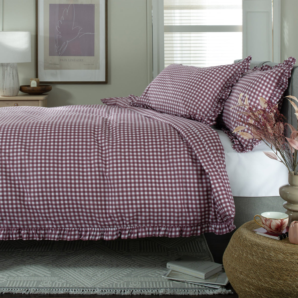 Gingham Frilled Duvet Set