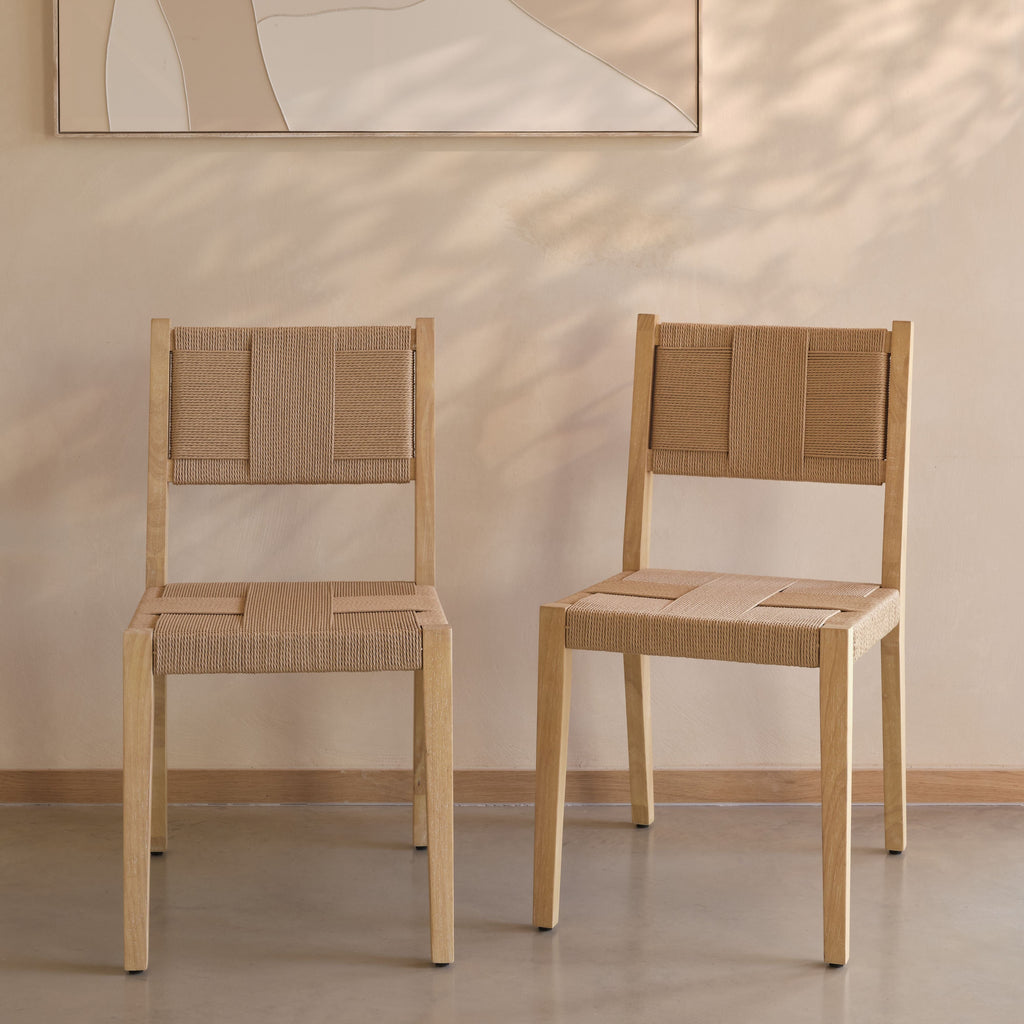 Dinah Whitewash Oak Dining Chairs - Set of 2 - Natural String