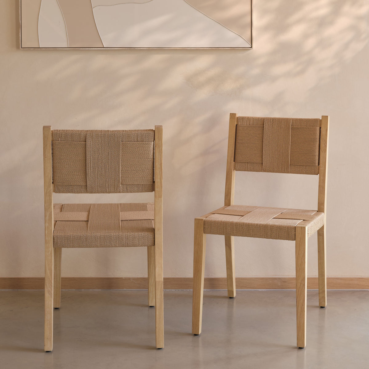 Dinah Whitewash Oak Dining Chairs - Set of 2 - Natural String