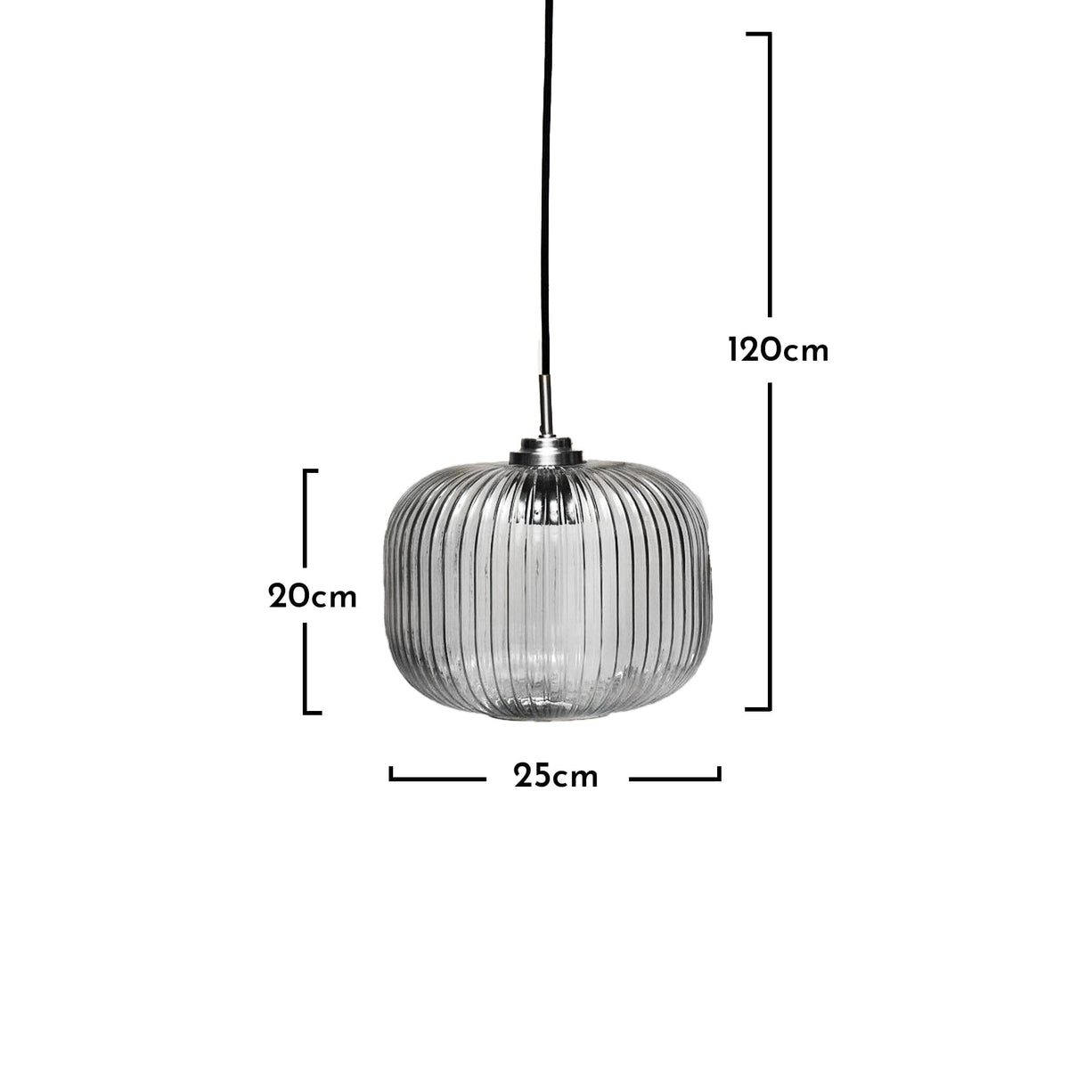 OUTLET - Elland 25cm Single Glass Pendant Light - Chrome